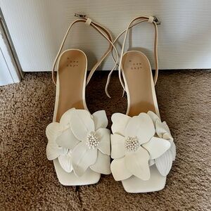 a new day white floral heels